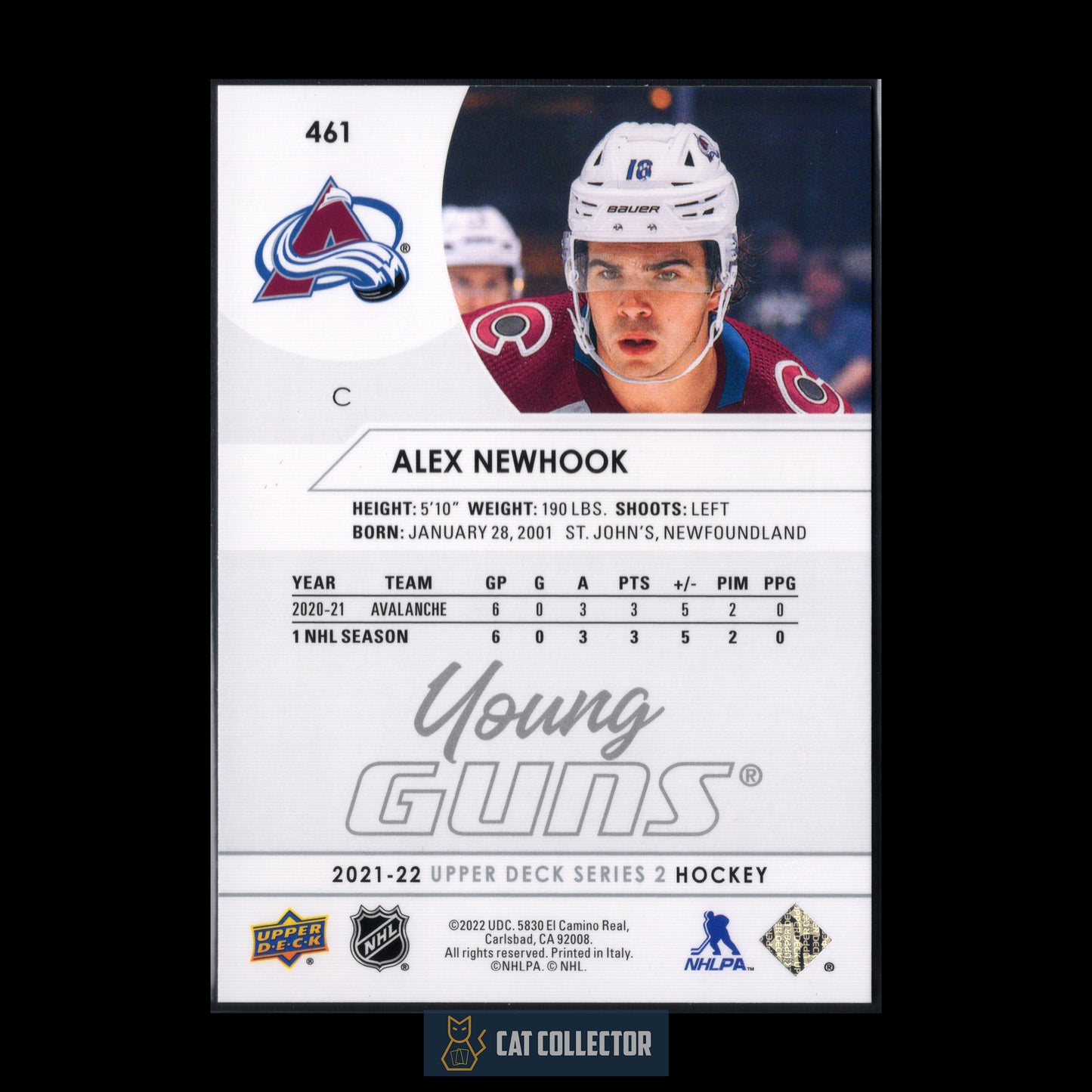2021-22 Upper Deck Series 2 ALEX NEWHOOK #461 Young guns RC