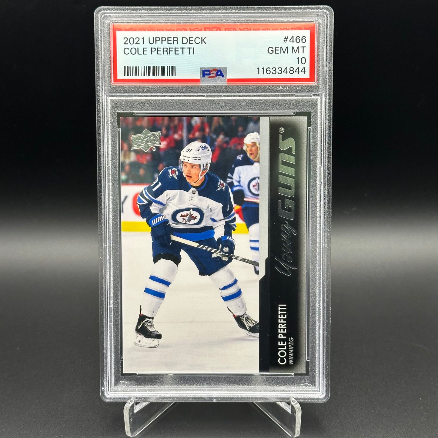 2021-22 Upper Deck Series 2 COLE PERFETTI #466 Young guns RC PSA 10