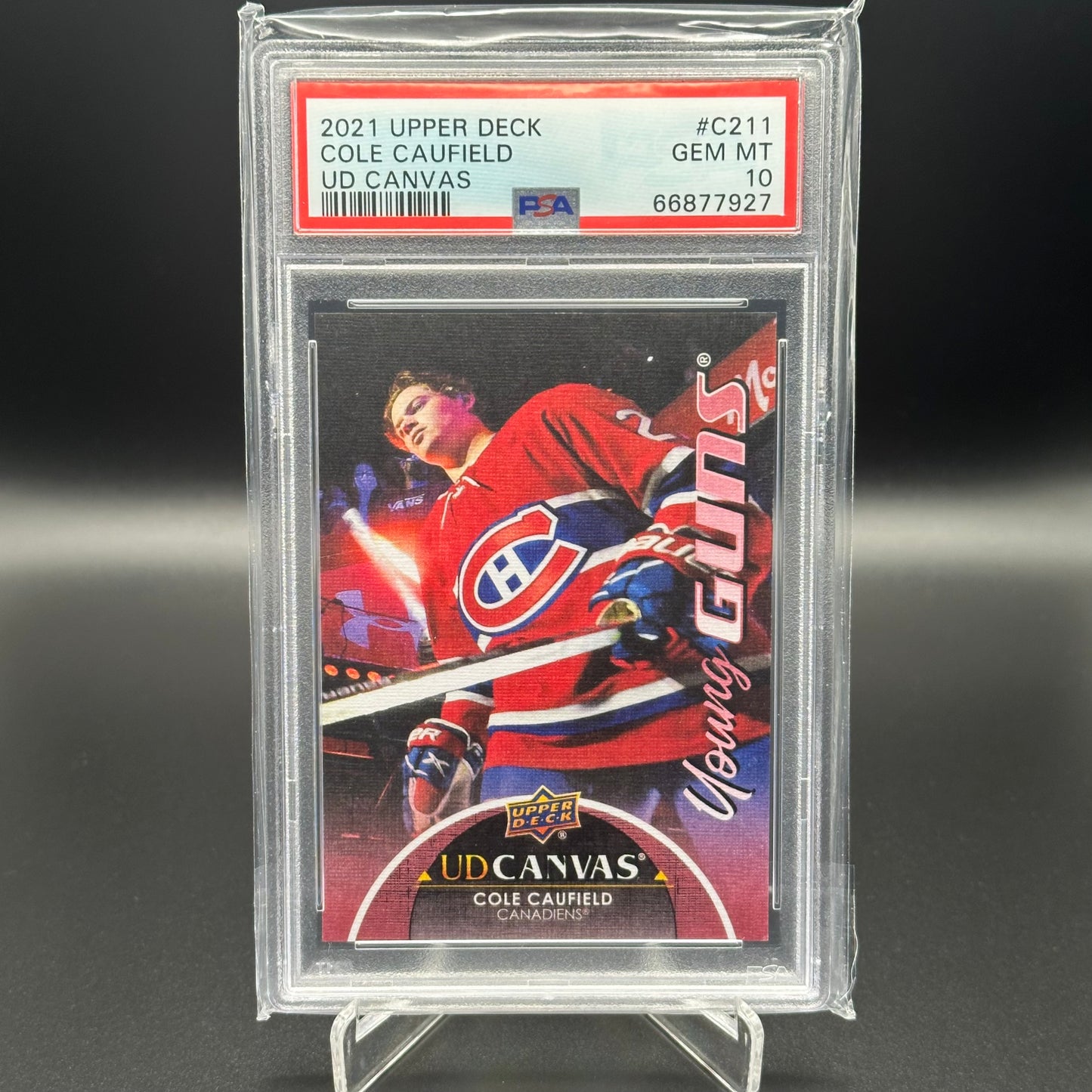 2021-22 UD Series 2 COLE CAUFIELD #C211 UD Canvas Young Guns Red RC PSA 10
