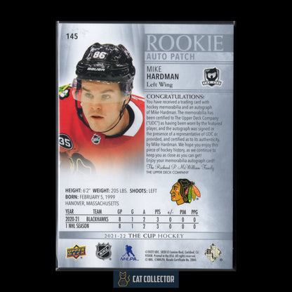 2021-22 Upper Deck The Cup MIKE HARDMAN #145 Rookie Auto Patch RC /249