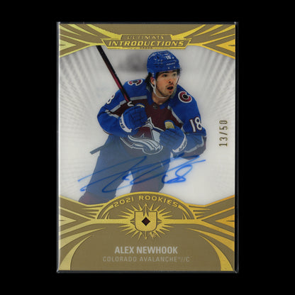2021-22 UD Ultimate Collection ALEX NEWHOOK #UI-87 Introductions Auto Gold RC /50