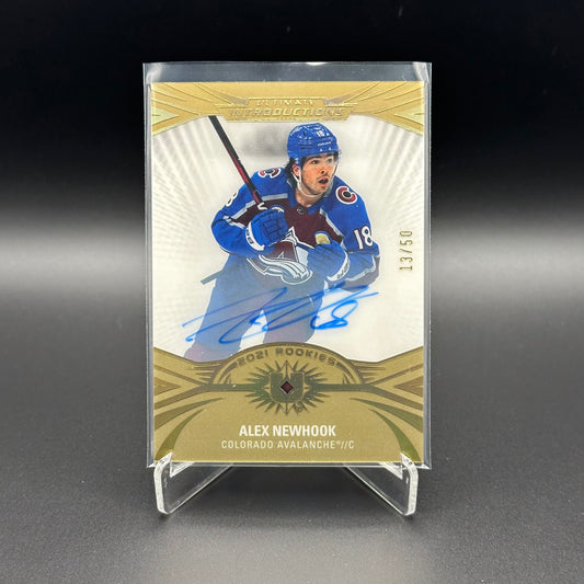 2021-22 UD Ultimate Collection ALEX NEWHOOK #UI-87 Introductions Auto Gold RC /50