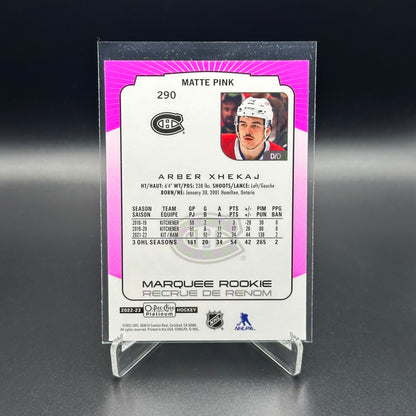2022-23 O-Pee-Chee Platinum ARBER XHEKAJ #290 Marquee Rookie Matte Pink RC