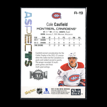 2022-23 SkyBox Metal Universe COLE CAUFIELD #A-19 Aspects
