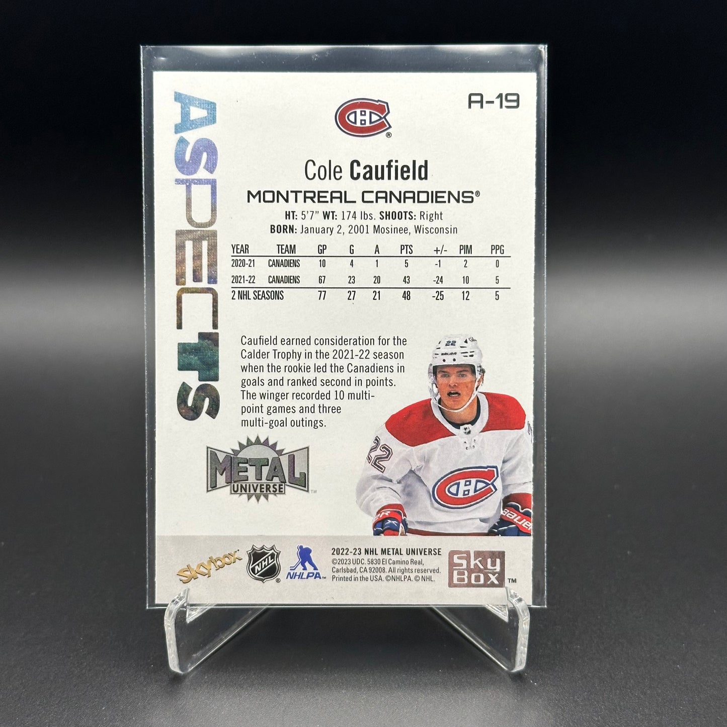 2022-23 SkyBox Metal Universe COLE CAUFIELD #A-19 Aspects