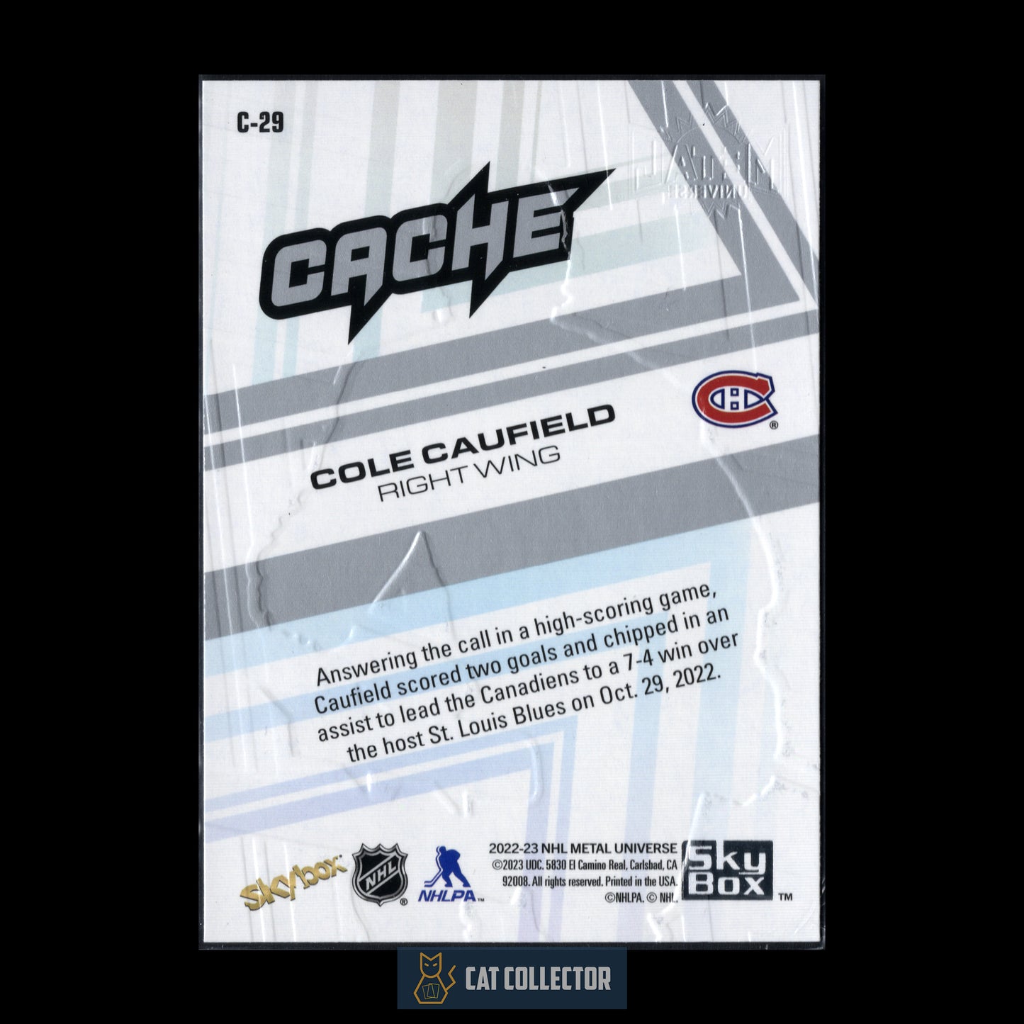 2022-23 SkyBox Metal Universe COLE CAUFIELD #C-29 Cache