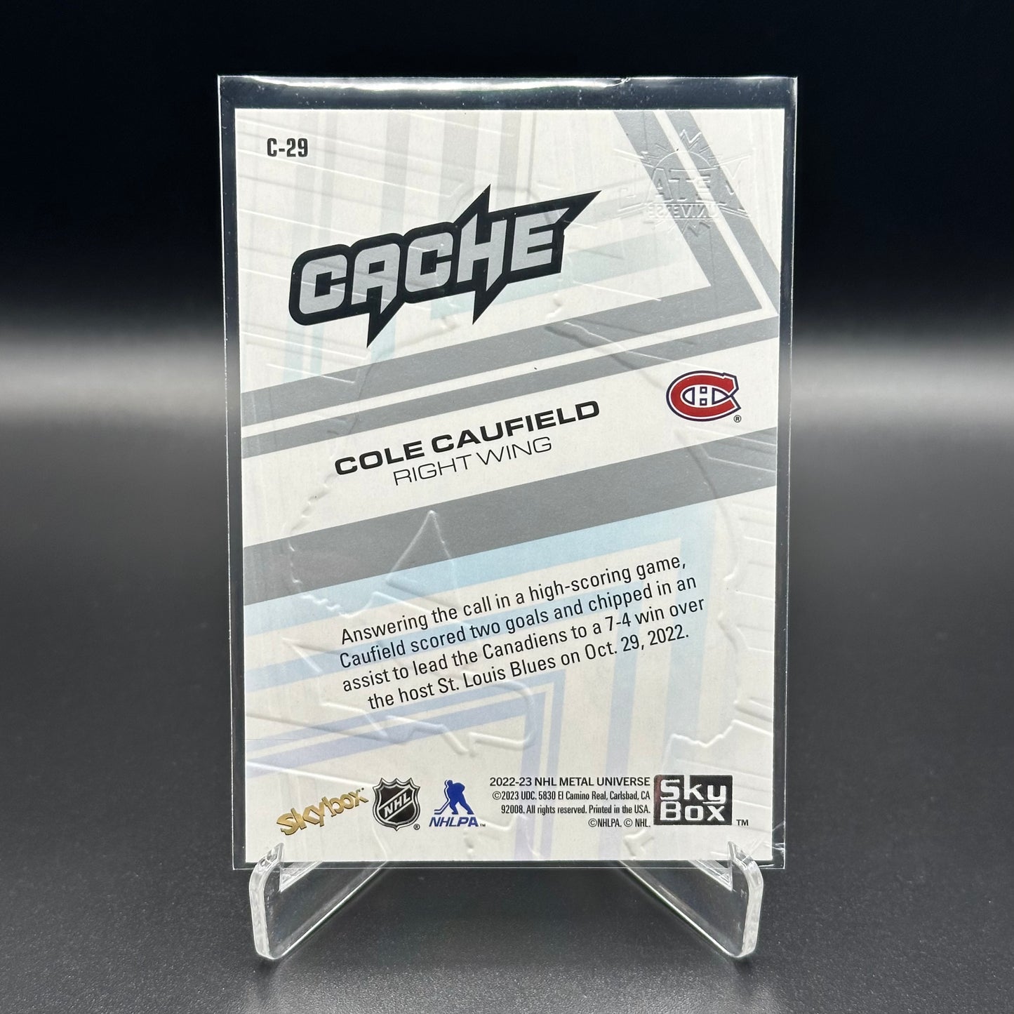 2022-23 SkyBox Metal Universe COLE CAUFIELD #C-29 Cache