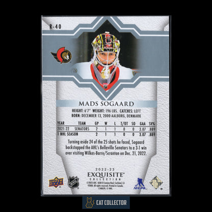 2022-23 Upper Deck Exquisite Collection MADS SOGAARD #R-40 Rookie Blue Spectrum RC /199
