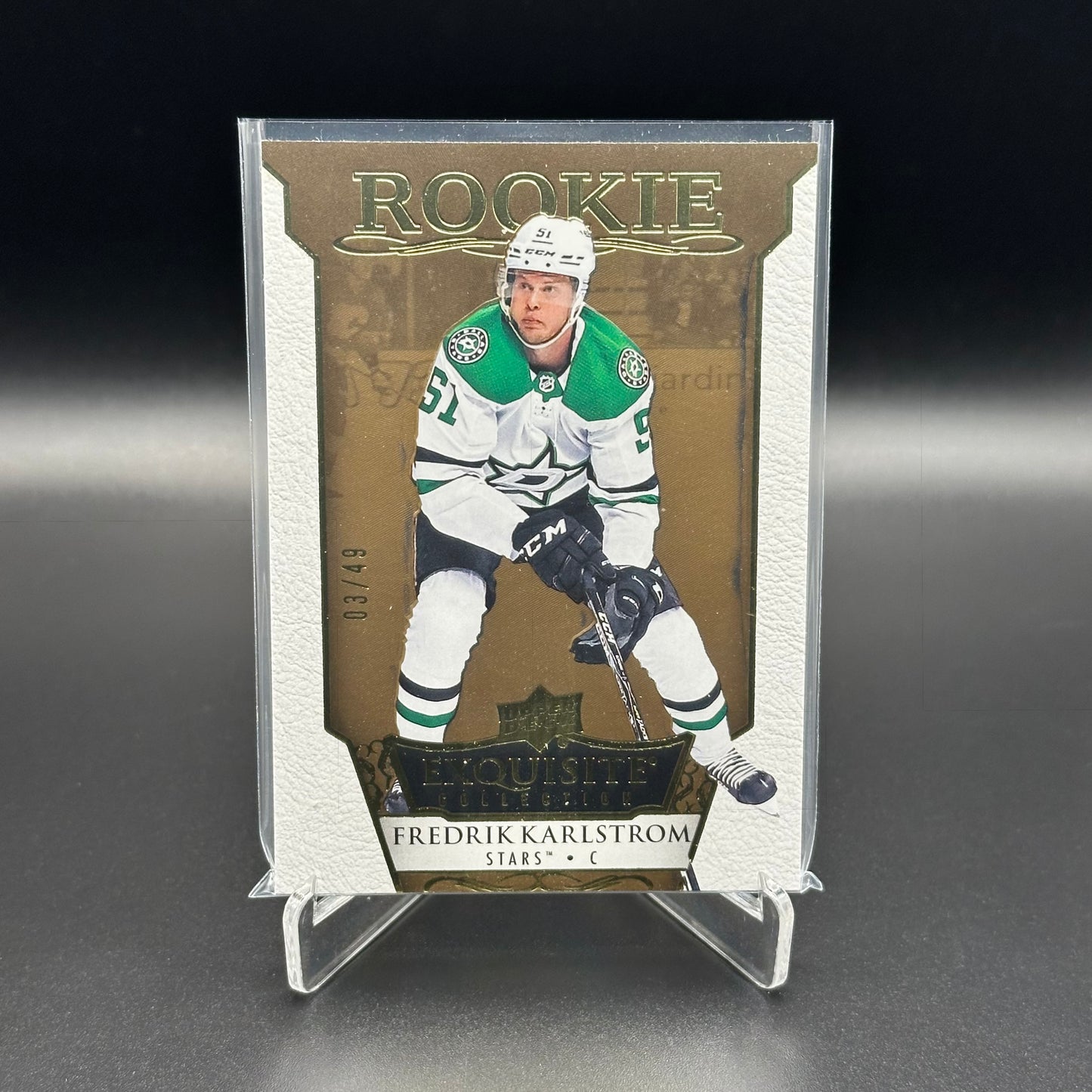 2022-23 Upper Deck Exquisite Collection FREDRIK KARLSTROM #R-5 Rookie Gold Spectrum RC /49