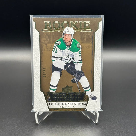 2022-23 Upper Deck Exquisite Collection FREDRIK KARLSTROM #R-5 Rookie Gold Spectrum RC /49