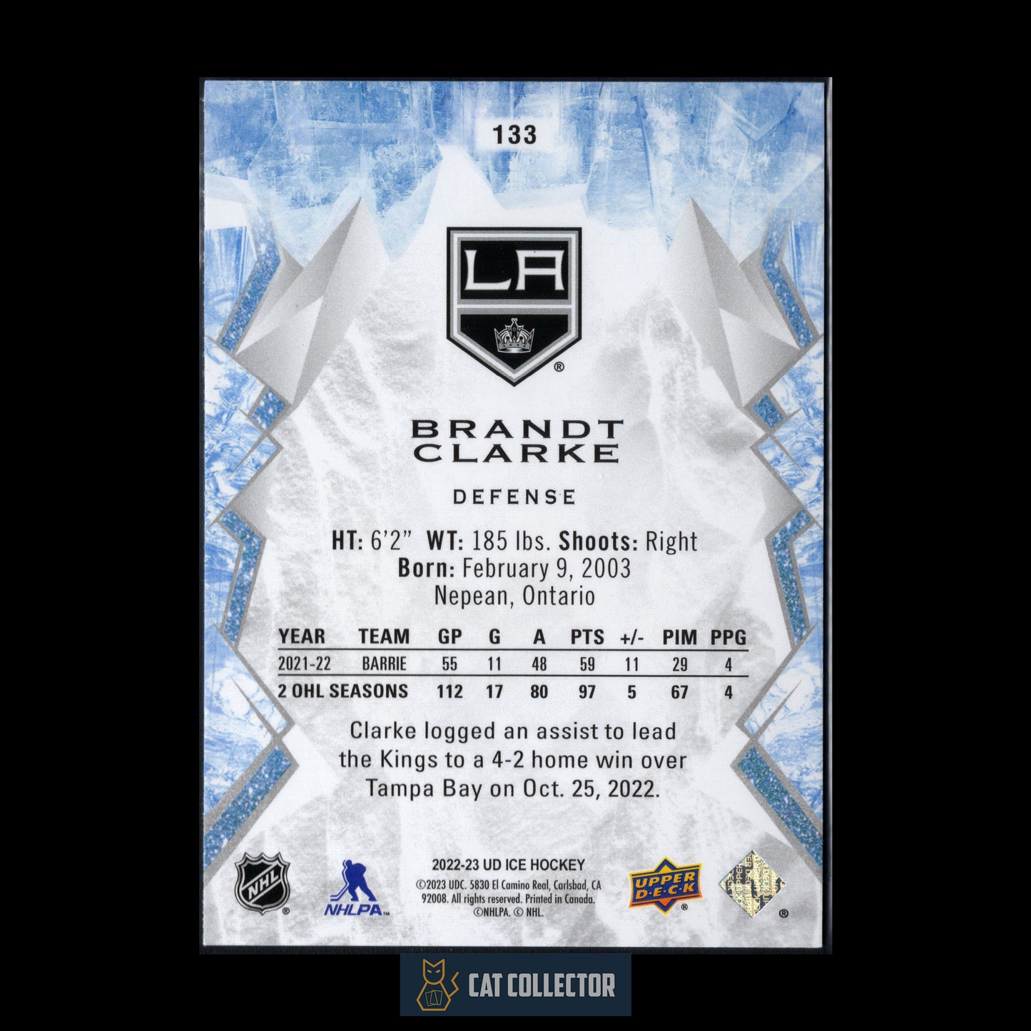 2022-23 Upper Deck Ice BRANDT CLARKE #133 Rookie RC