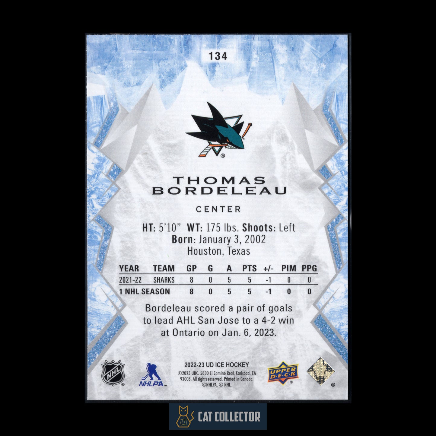 2022-23 Upper Deck Ice THOMAS BORDELEAU #134 Green RC