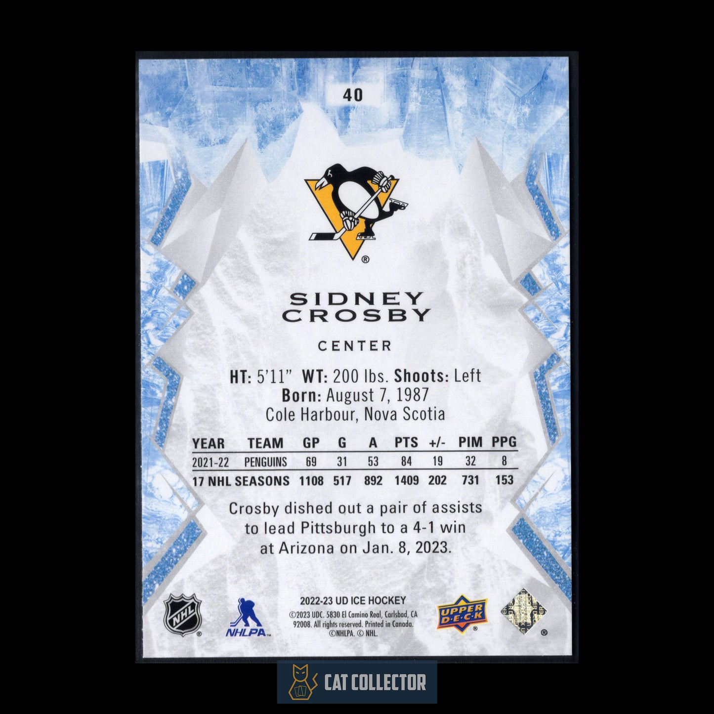2022-23 Upper Deck Ice SYDNEY CROSBY #40 Green
