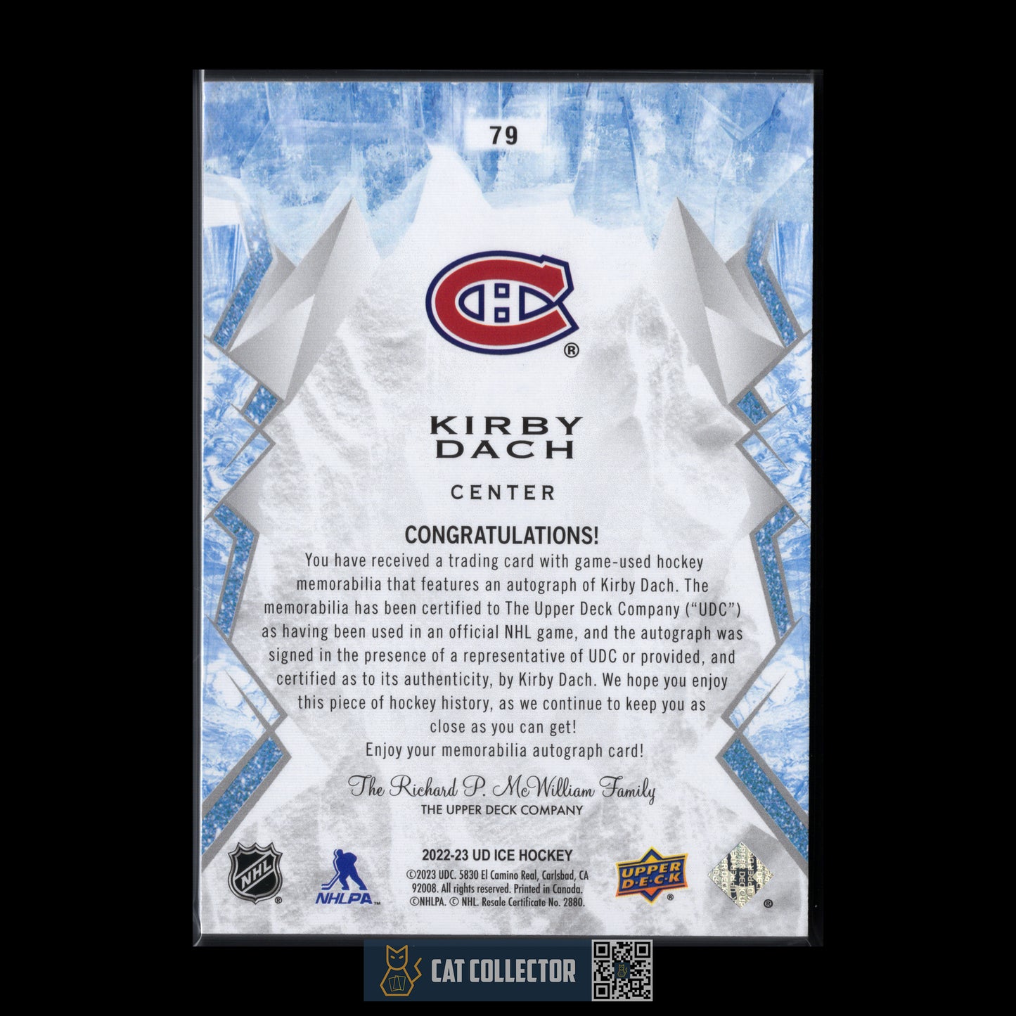 2022-23 Upper Deck Ice KIRBY DACH #79 Gold Patch Auto /49