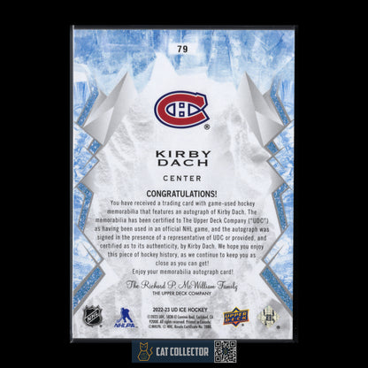 2022-23 Upper Deck Ice KIRBY DACH #79 Gold Patch Auto /49