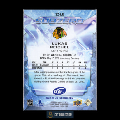 2022-23 Upper Deck Ice LUKAS REICHEL #SZ-LR Sub-Zero Rookies RC /999