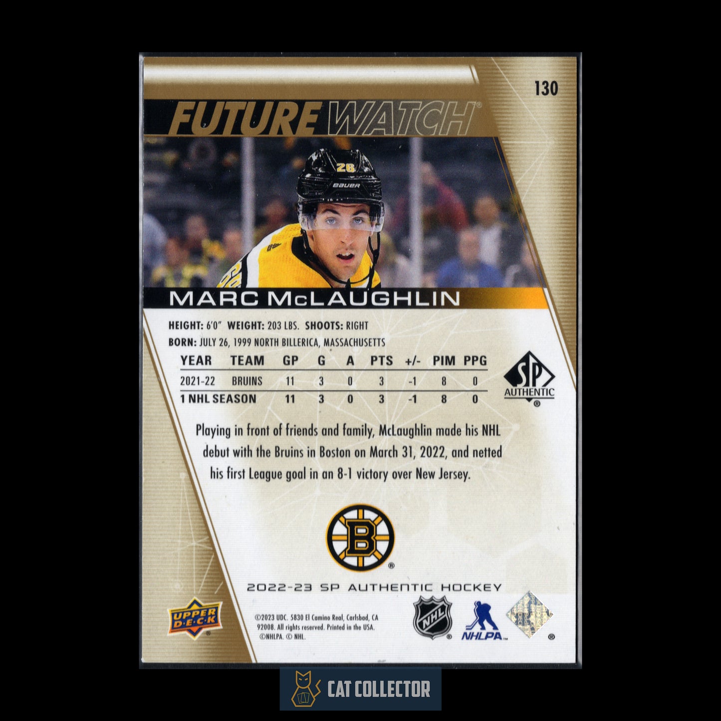 2022-23 Upper Deck SP Authentic MARC MCLAUGHLIN #130 Future Watch Gold RC /99
