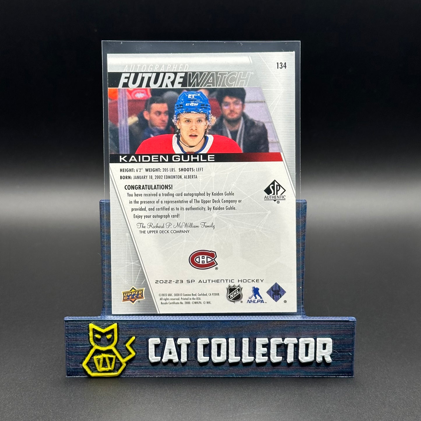 2022-23 UD SP Authentic KAIDEN GUHLE #134 Future Watch Auto RC /999 Auto