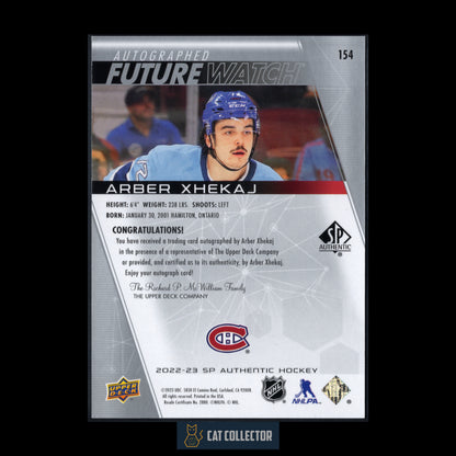 2022-23 Upper Deck SP Authentic ARBER XHEKAJ #154 Future Watch Auto RC /999 Auto