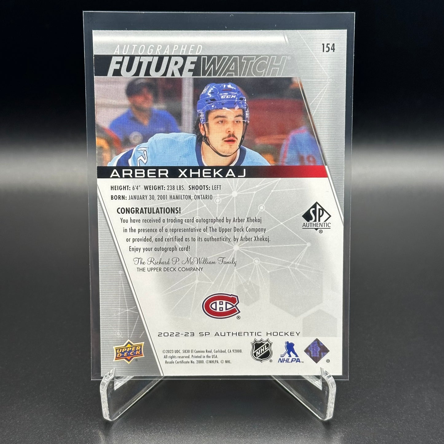 2022-23 Upper Deck SP Authentic ARBER XHEKAJ #154 Future Watch Auto RC /999 Auto
