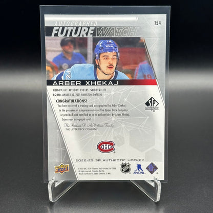 2022-23 Upper Deck SP Authentic ARBER XHEKAJ #154 Future Watch Auto RC /999 Auto