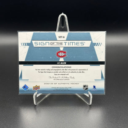 2022-23 Upper Deck SP Authentic JAKE ALLEN #SOTT-JA Sign of the times Auto