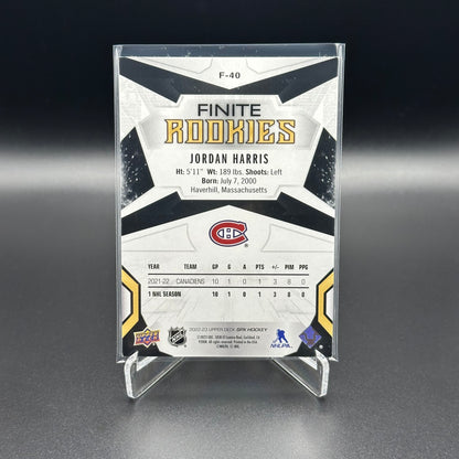 2022-23 UD SPx JORDAN HARRIS #F-40 Finite Rookies Platinum RC /99