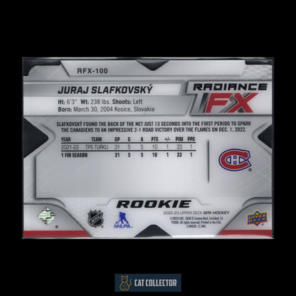 2022-23 UD SPx JURAJ SLAFKOVSKY #RFX-100 Radiance FX Red RC /249