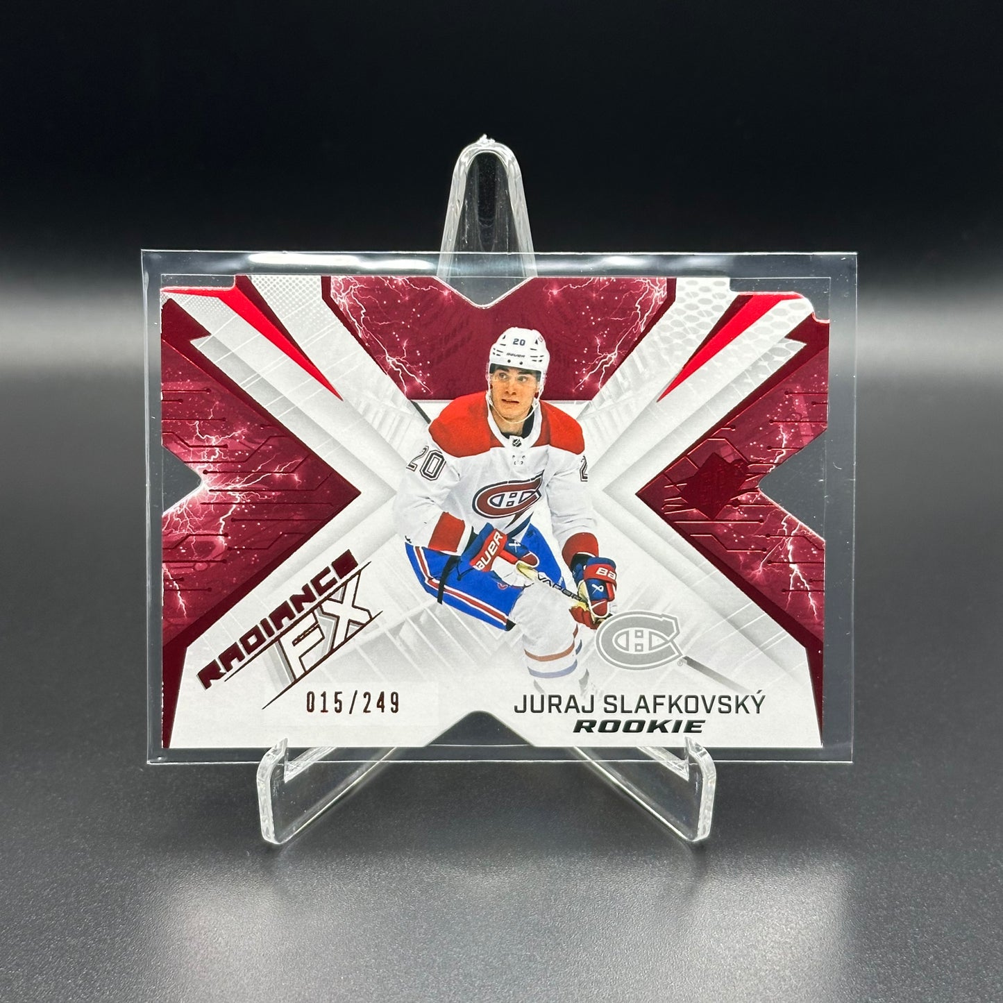 2022-23 UD SPx JURAJ SLAFKOVSKY #RFX-100 Radiance FX Red RC /249