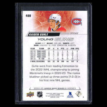 2022-23 Upper Deck Series 2 KAIDEN GUHLE #480 Young guns RC