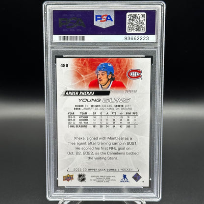 2022-23 Upper Deck Series 2 ARBER XHEKAJ #490 Young Guns RC PSA 9