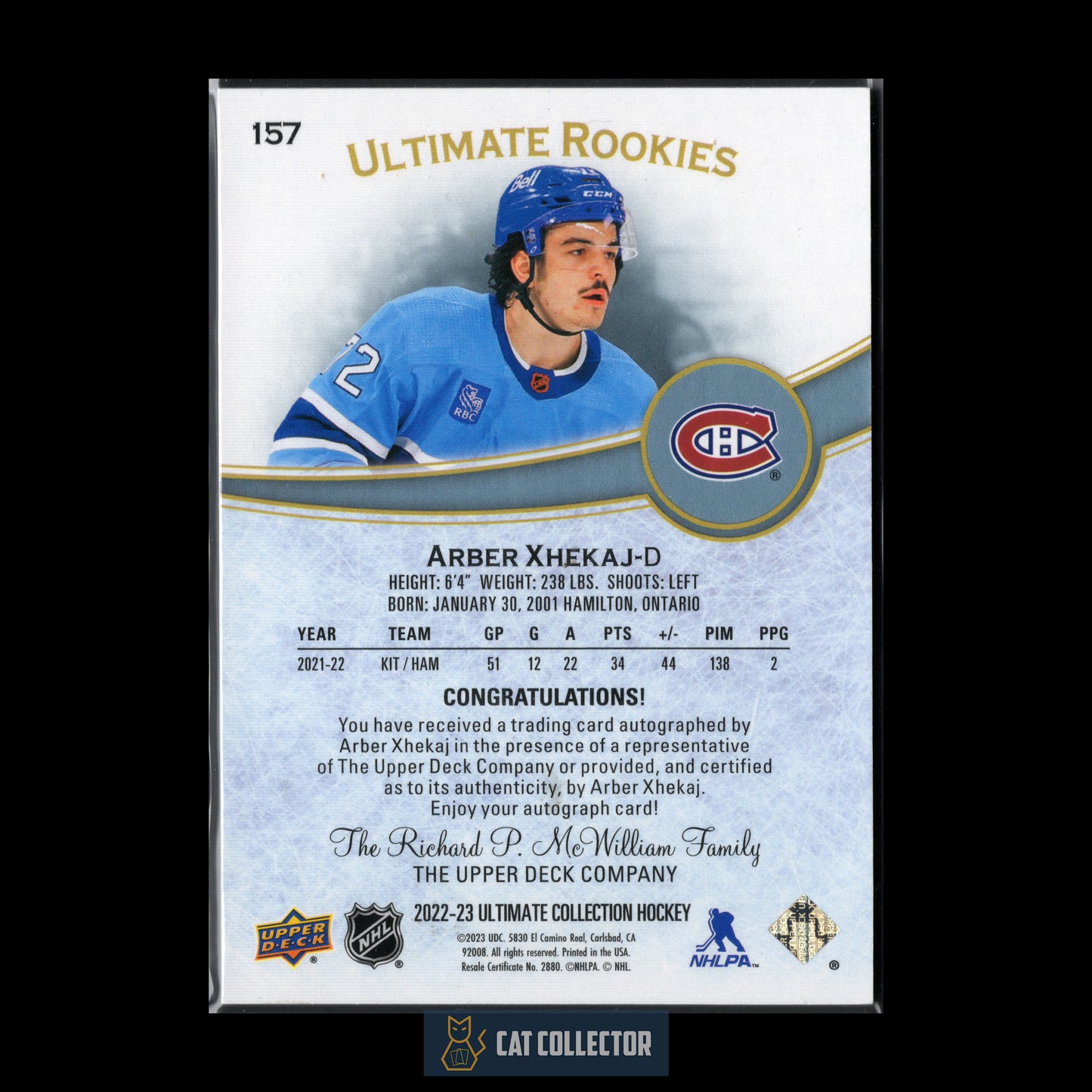 2022-23 UD Ultimate Collection ARBER XHEKAJ #157 Ultimate Rookies RC /299 Auto