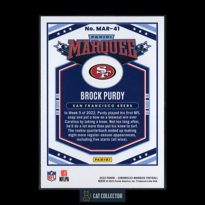 2022 Panini Chronicles BROCK PURDY #MAR-41 Marquee Rookie RC