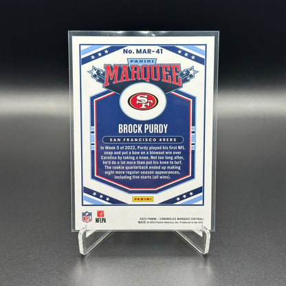 2022 Panini Chronicles BROCK PURDY #MAR-41 Marquee Rookie RC