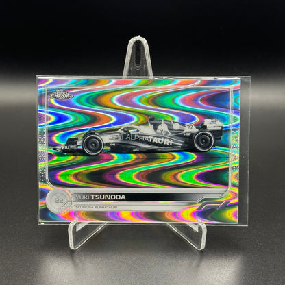 2022 Topps Chrome Formula 1 YUKI TSUNODA #122 Cars Black and White RayWave Refractor