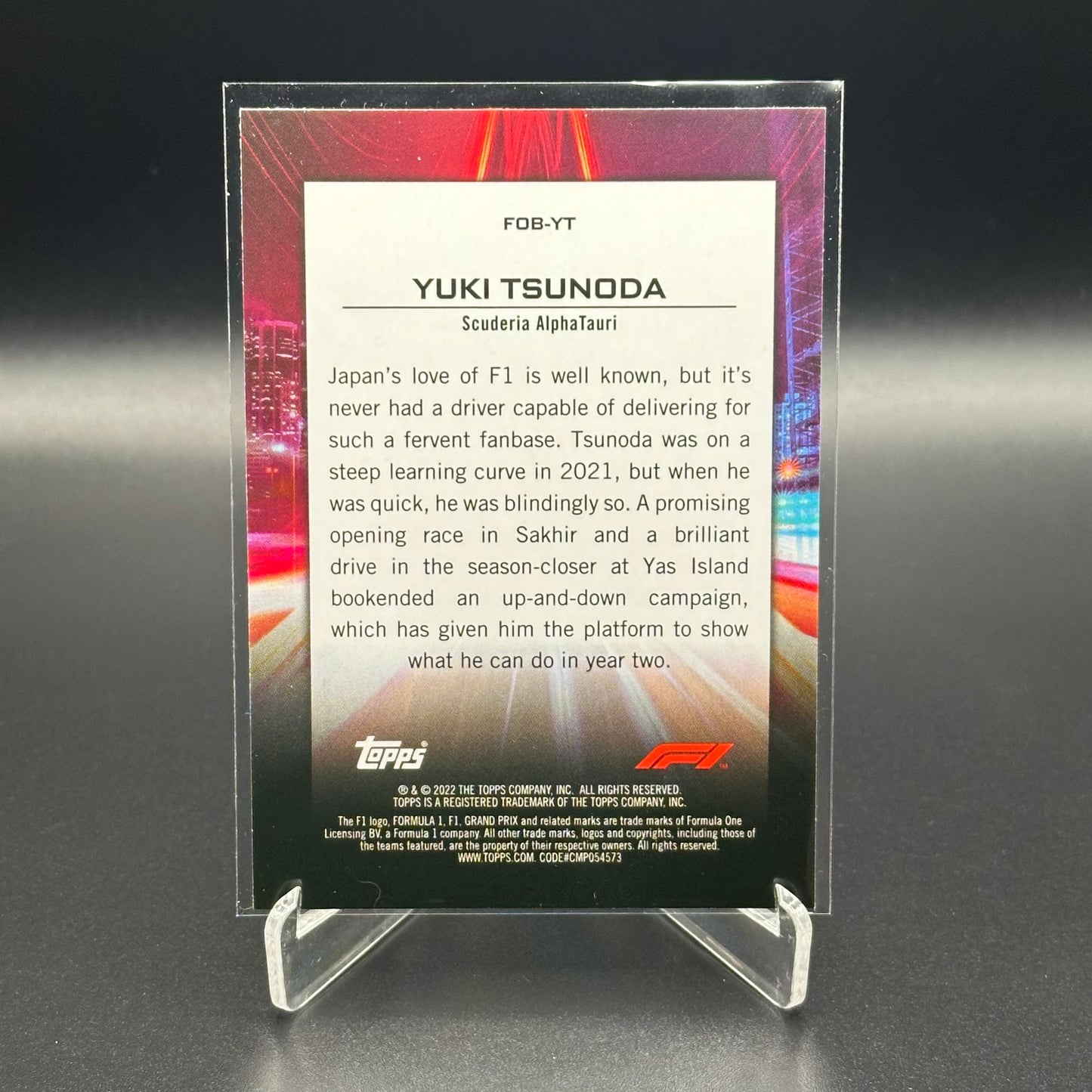 2022 Topps Formula 1 YUKI TSUNODA #FOB-YT Flash of Brillance