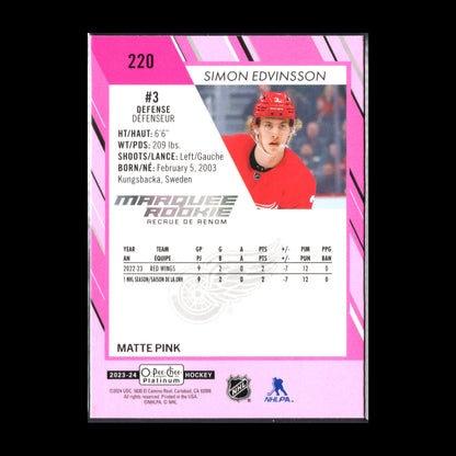 2023-24 O-Pee-Chee Platinum SIMON EDVINSSON #220 Matte Pink RC