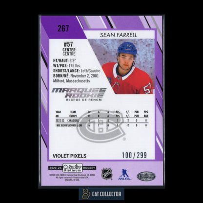 2023-24 O-Pee-Chee Platinum SEAN FARRELL #267 Violet Pixels RC /299