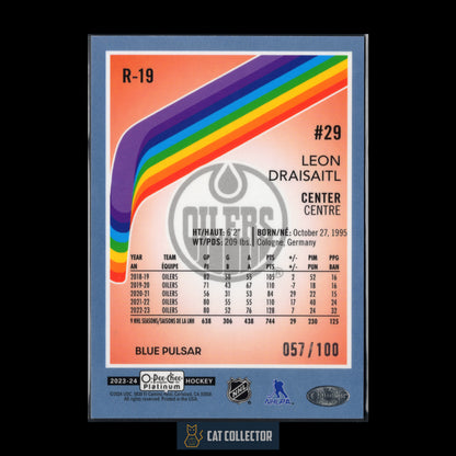 2023-24 O-Pee-Chee Platinum LEON DRAISAITL #R-19 Retro Blue Pulsar /100