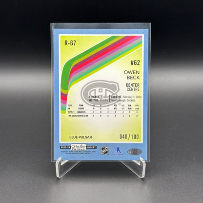 2023-24 O-Pee-Chee Platinum OWEN BECK #R-67 Retro Blue Pulsar RC /100