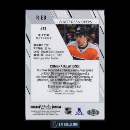 2023-24 O-Pee-Chee Platinum ELLIOT DESNOYERS #R-ED Rookie Autographs RC