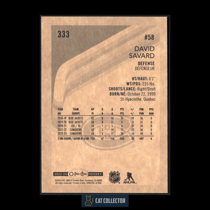 2023-24 O-Pee-Chee Hockey DAVID SAVARD #333 Retro