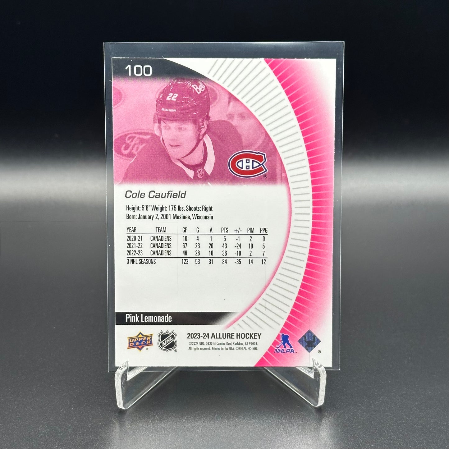 2023-24 Upper Deck Allure COLE CAUFIELD #100 Pink Lemonade