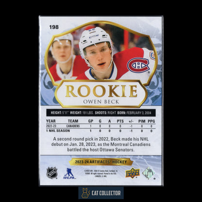 2023-24 Upper Deck Artifacts OWEN BECK #198 Ruby Rookie RC /499