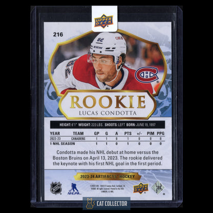 2023-24 Upper Deck Artifacts LUCAS CONDOTTA #216 Rookie Redemption RC /999