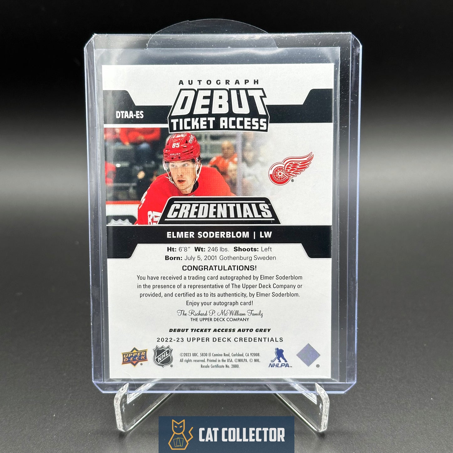 2022-23 UD Credentials ELMER SODERSTROM #DTAA-ES Debut Ticket Access RC /199 Auto