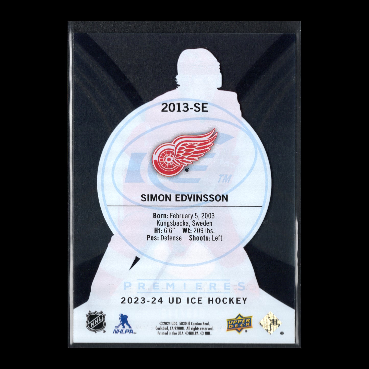 2023-24 Upper Deck Ice SIMON EDVINSSON #2013-SE 2013-14 Ice Premieres Retro RC /149