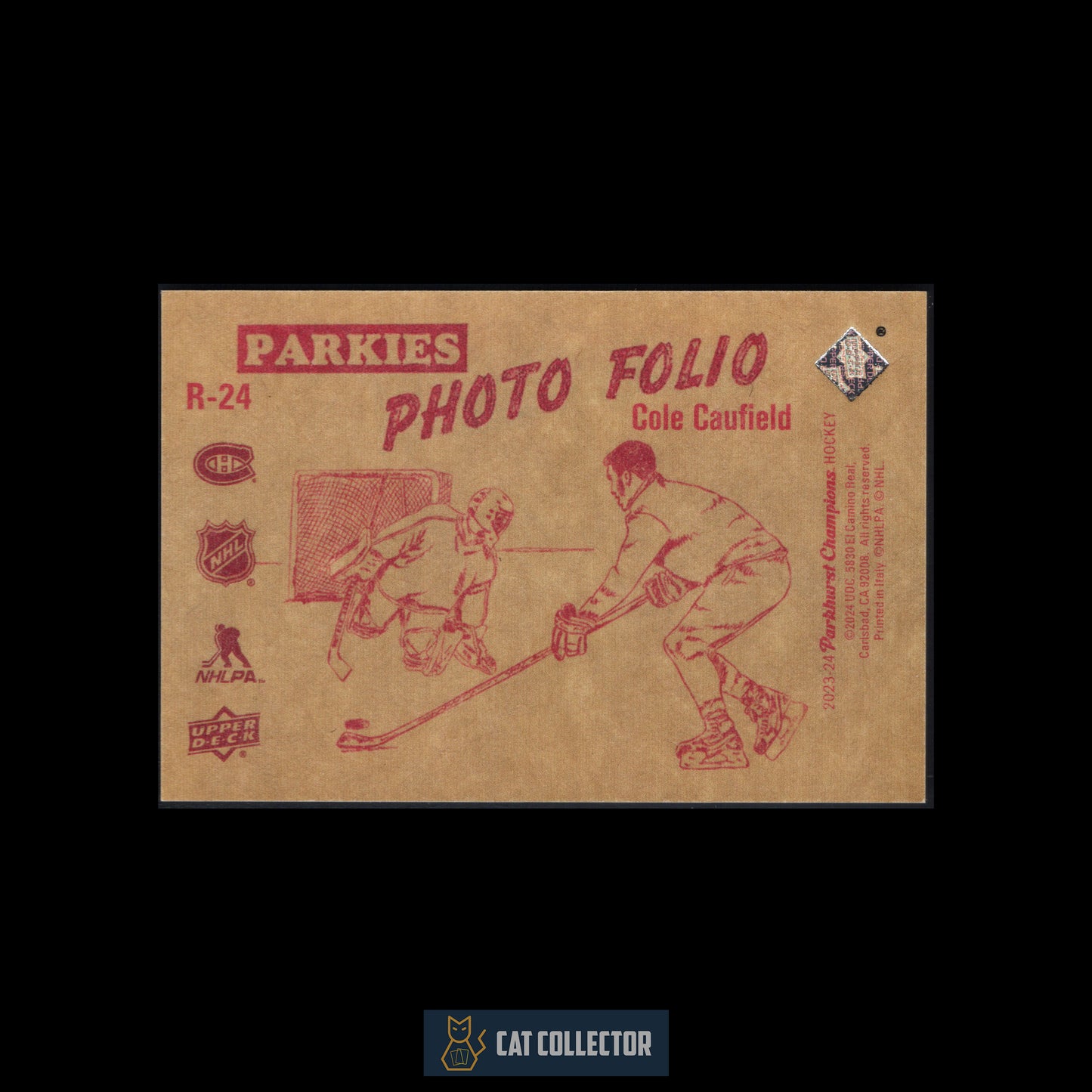 2023-24 Upper Deck Parkhurst Champions COLE CAUFIELD #R-24 52 Retros Mini Photo Folio