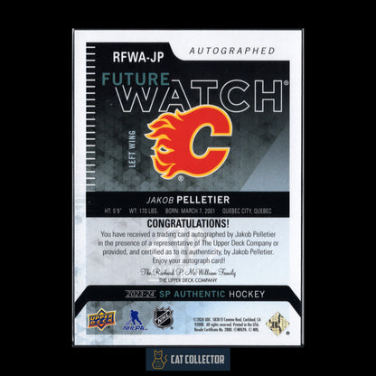 2023-24 UD SP Authentic JACOB PELLETIER #RFWA-JP Retro Future Watch Autographed RC /699