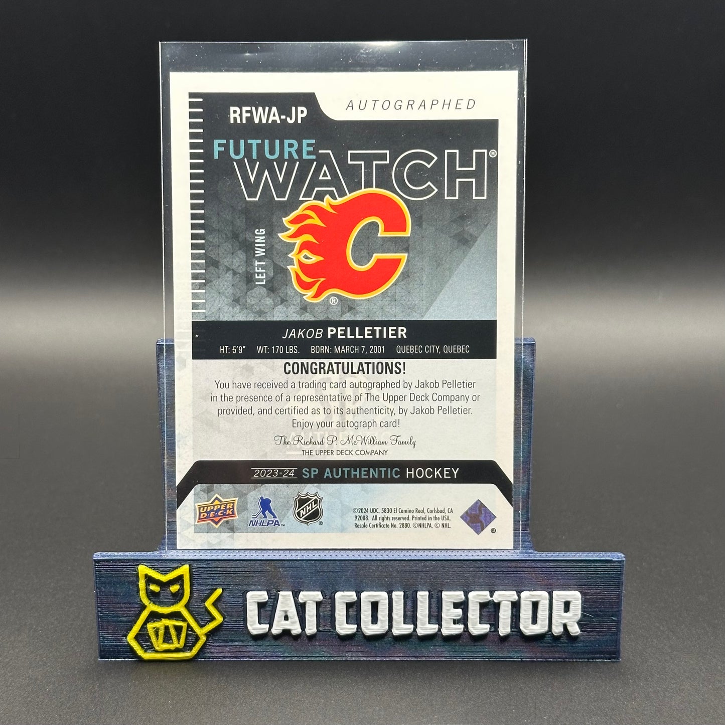 2023-24 UD SP Authentic JACOB PELLETIER #RFWA-JP Retro Future Watch Autographed RC /699